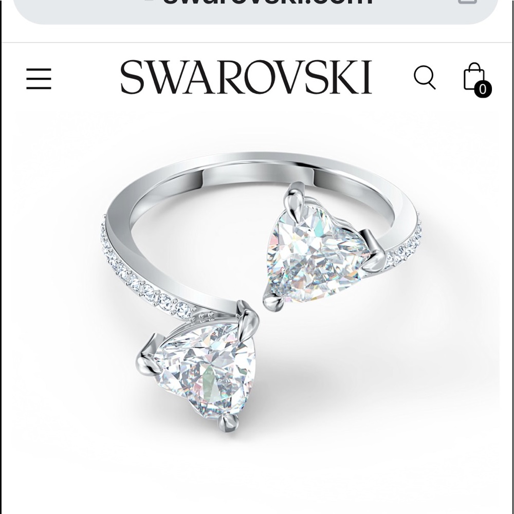 Swarovski 2 hearts ring